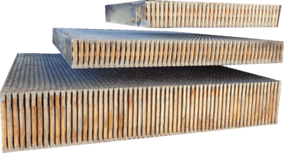 Other VHRC radiator cores compared alongside their larger cousin: >- The 4 Inch Honeycomb core. (Fig A.)