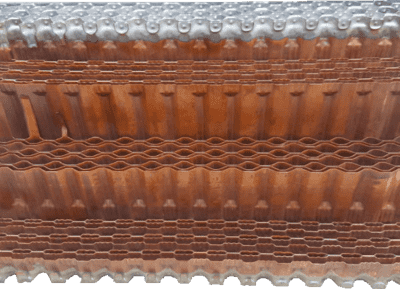 Cut radiator core water galleries.